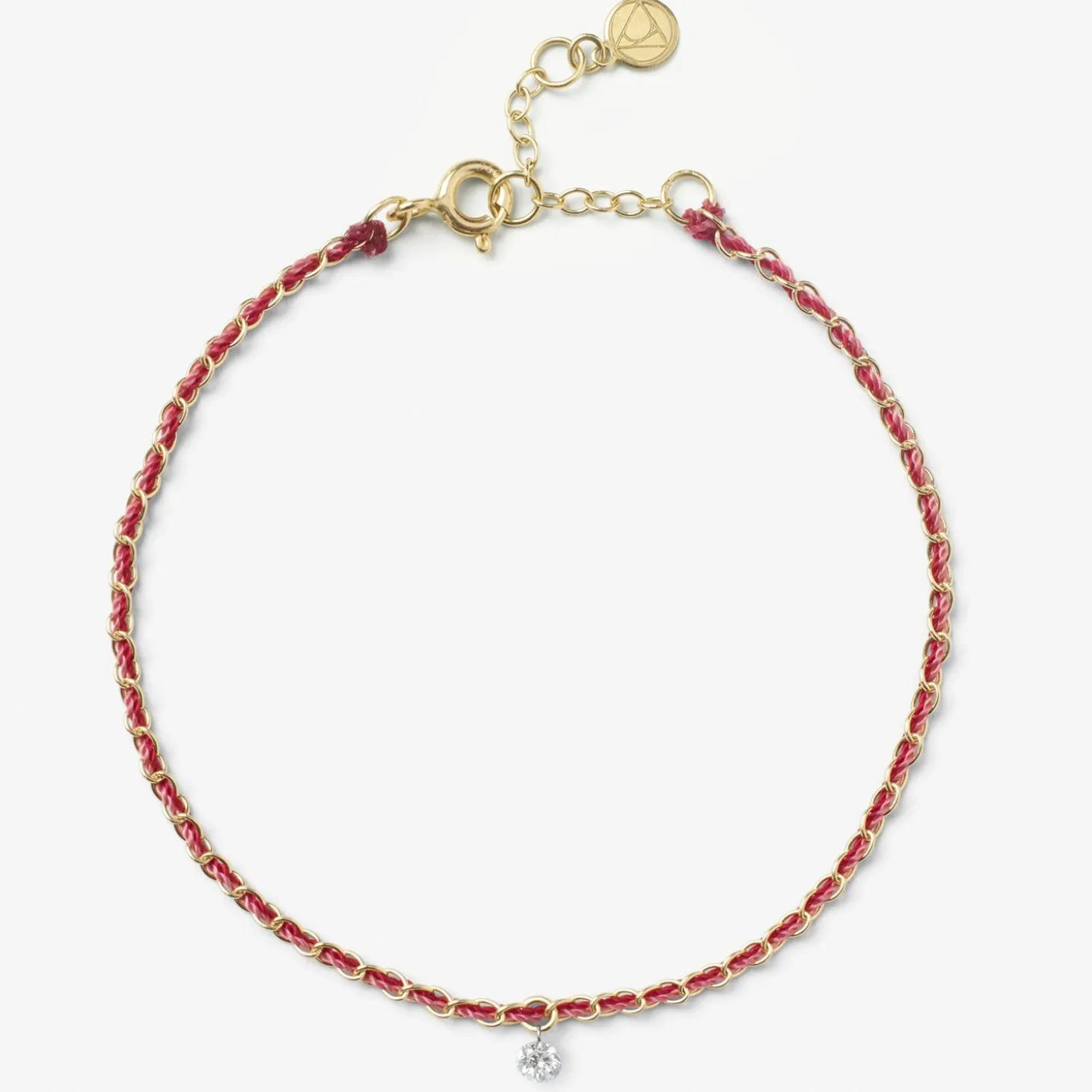 Auric - 18Ct Gold, 'Love' Pink & Garnet Woven Chain Diamond Bracelet^The Alkemistry Sale