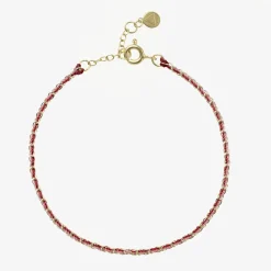 Auric - 18Ct Gold, 'Love' Pink & Garnet Woven Chain Bracelet^The Alkemistry Sale