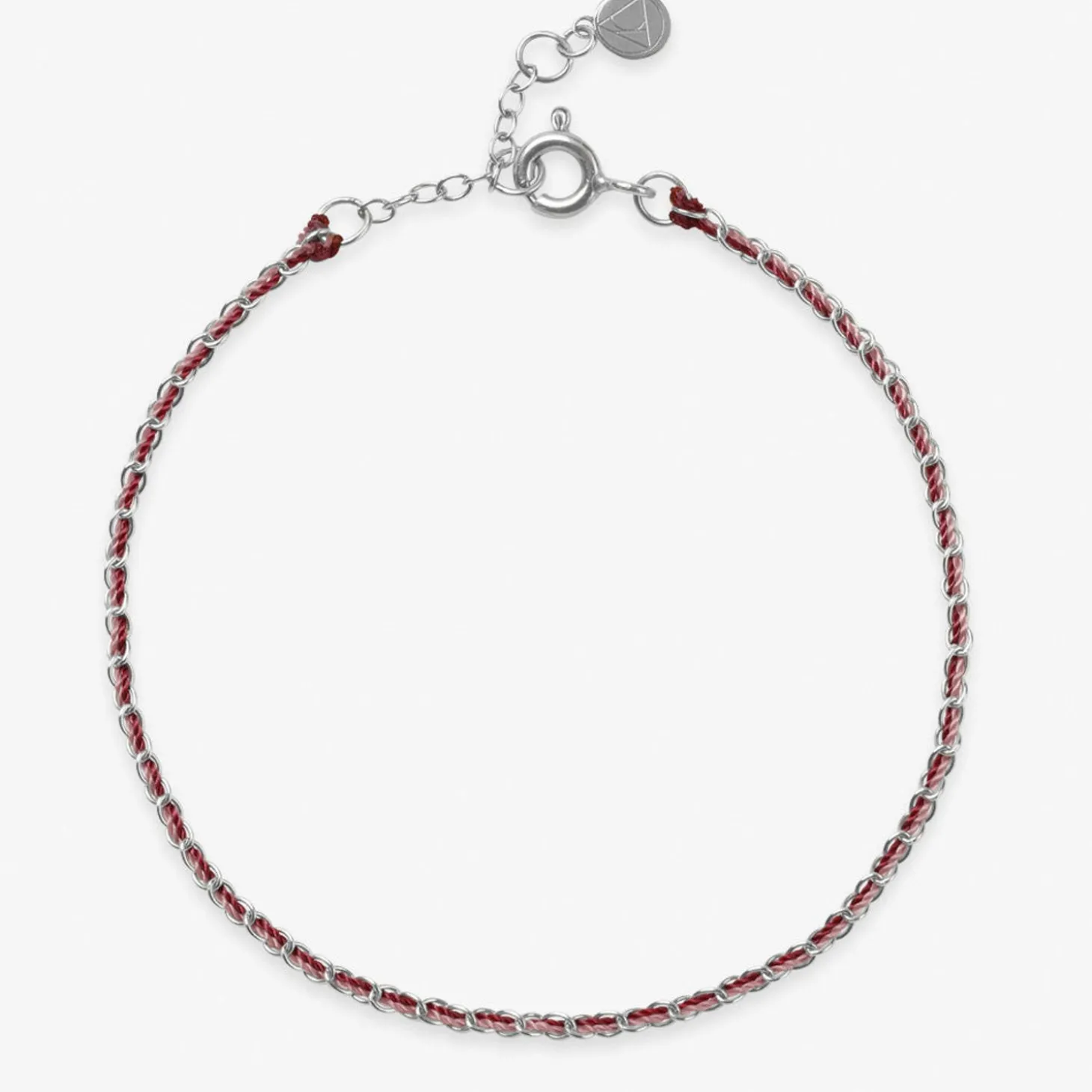 Auric - 18Ct Gold, 'Love' Pink & Garnet Woven Chain Bracelet^The Alkemistry Store