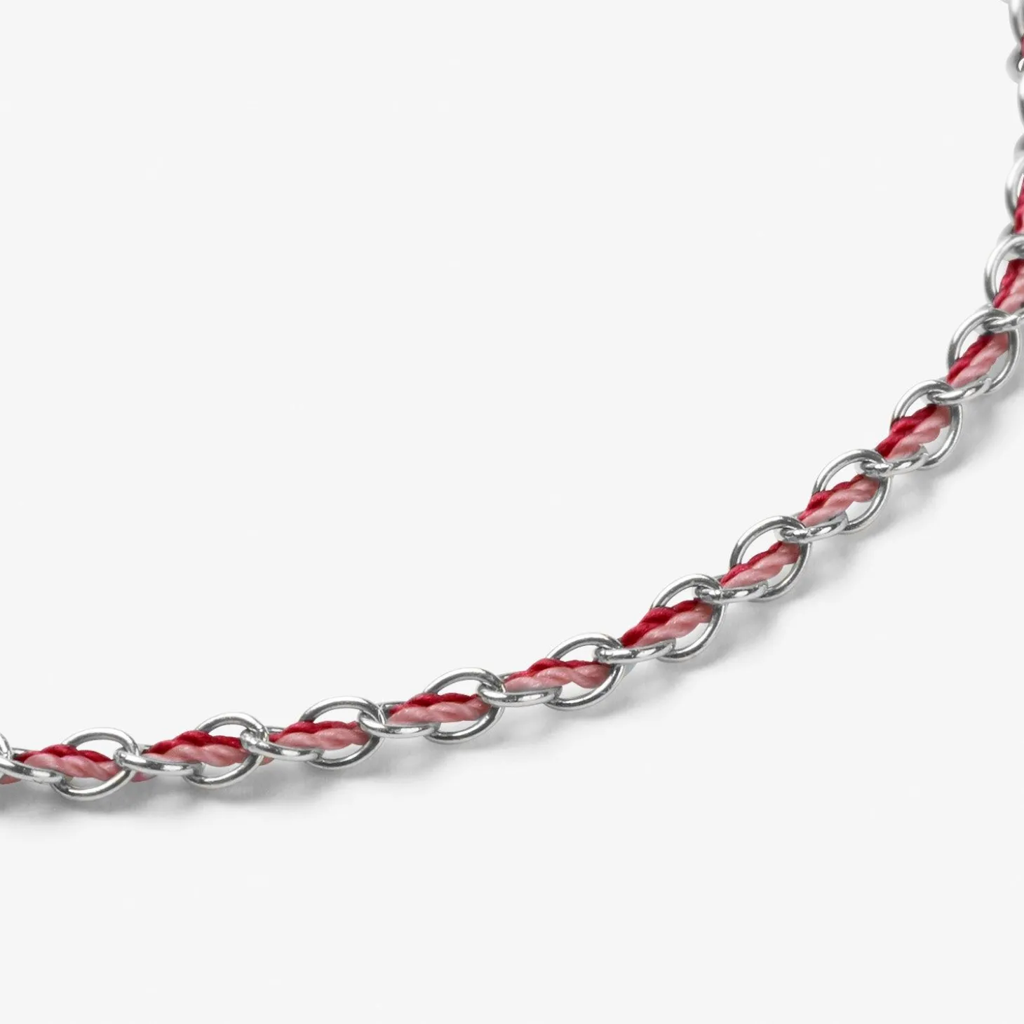 Auric - 18Ct Gold, 'Love' Pink & Garnet Woven Chain Bracelet^The Alkemistry Store