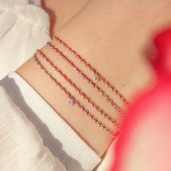 Auric - 18Ct Gold, 'Love Pink & Garnet Woven Chain Diamond Bracelet^The Alkemistry Cheap
