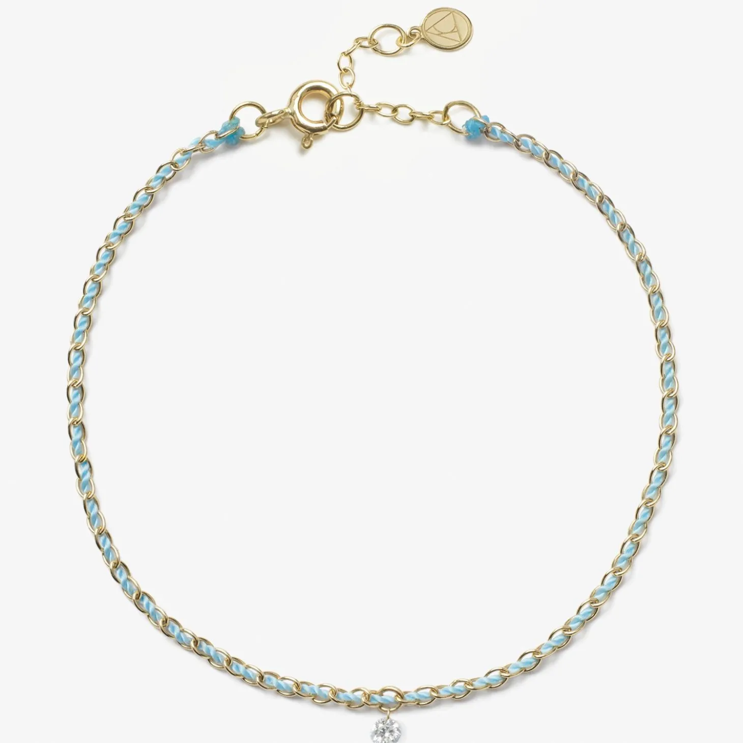 Auric - 18Ct Gold, 'Peace' Turquoise Woven Chain Diamond Bracelet^The Alkemistry New