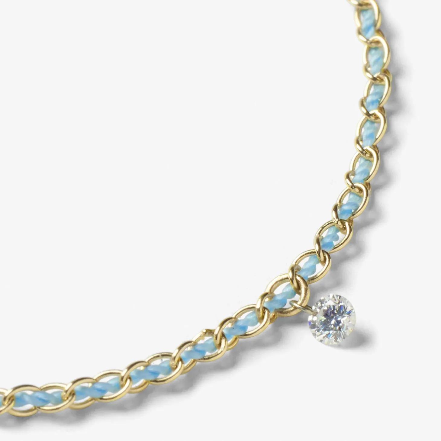 Auric - 18Ct Gold, 'Peace' Turquoise Woven Chain Diamond Bracelet^The Alkemistry New