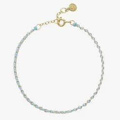 Auric - 18Ct Gold, 'Peace' Turquoise Woven Chain Anklet^The Alkemistry Best