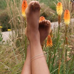 Auric - 18Ct Gold, 'Peace' Turquoise Woven Chain Anklet^The Alkemistry Fashion