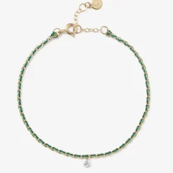 Auric - 18Ct Gold, 'Prosperity' Green & Jade Woven Chain Diamond Bracelet^The Alkemistry Shop
