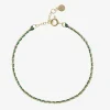 Auric - 18Ct Gold, 'Prosperity' Green & Jade Woven Chain Anklet^The Alkemistry Best