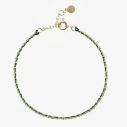 Auric - 18Ct Gold, 'Prosperity' Green & Jade Woven Chain Anklet^The Alkemistry Best
