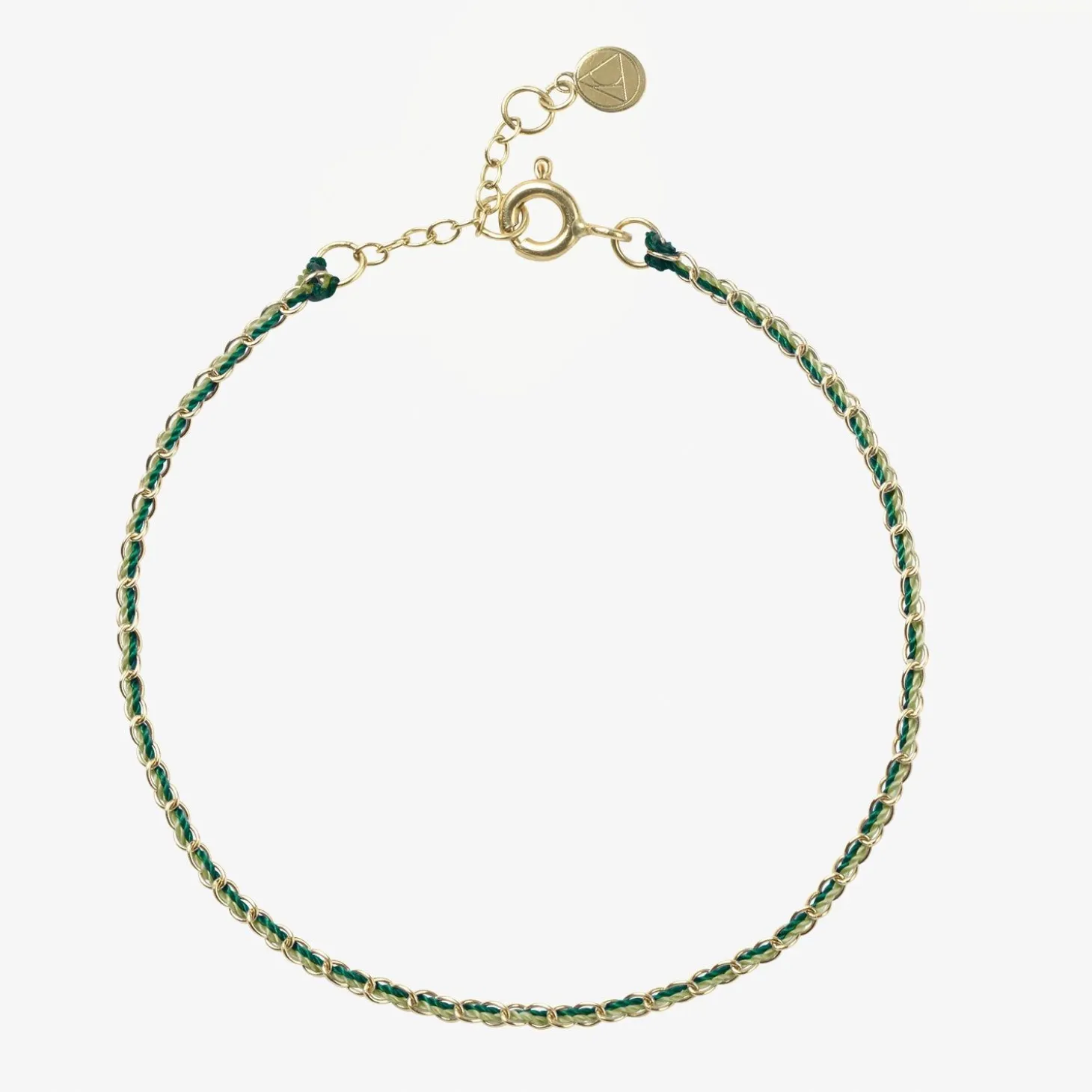 Auric - 18Ct Gold, 'Prosperity' Green & Jade Woven Chain Anklet^The Alkemistry Best