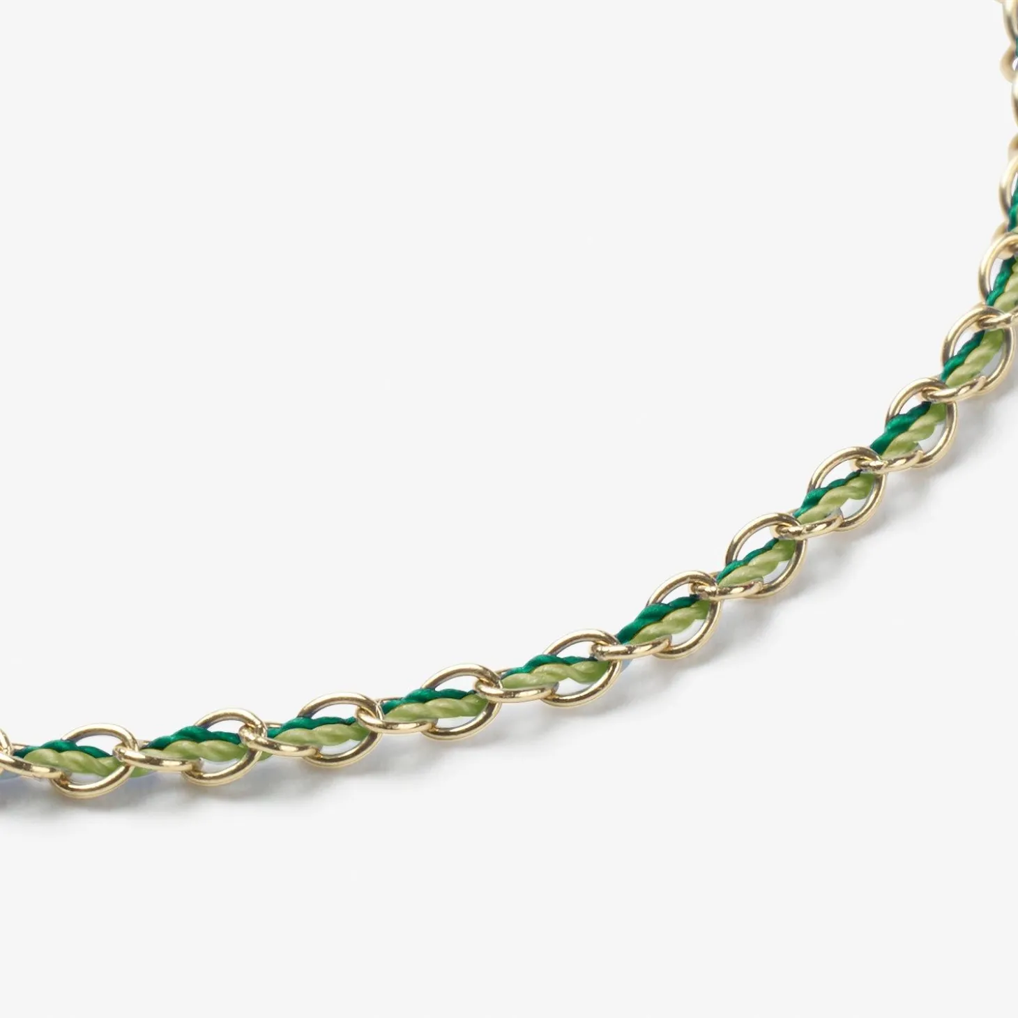 Auric - 18Ct Gold, 'Prosperity' Green & Jade Woven Chain Anklet^The Alkemistry Best
