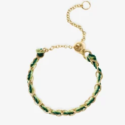 Auric - 18Ct Gold, 'Prosperity' Green & Jade Woven Chain Ring^The Alkemistry Best