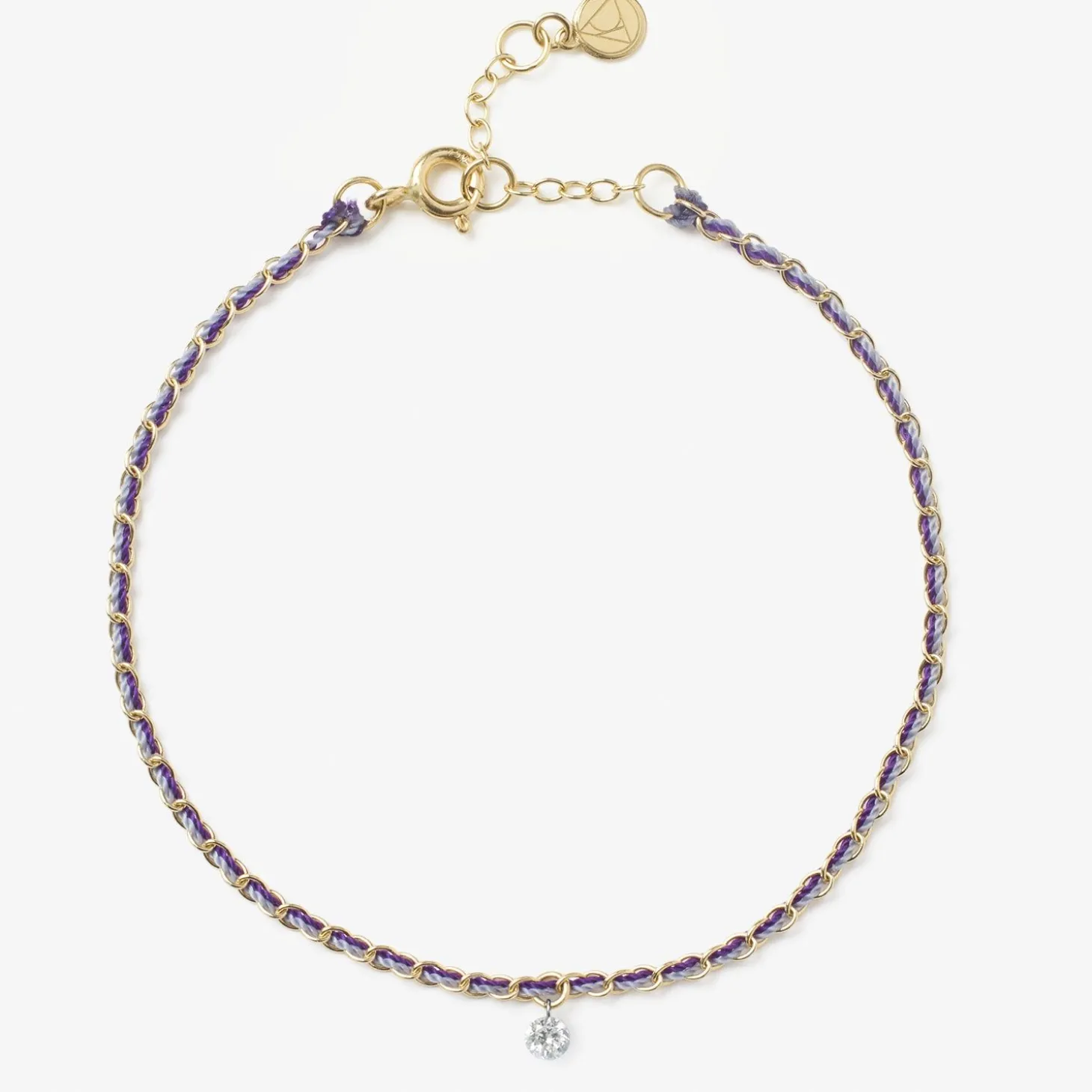 Auric - 18Ct Gold, 'Wisdom' Purple & Lilac Woven Chain Diamond Bracelet^The Alkemistry Clearance