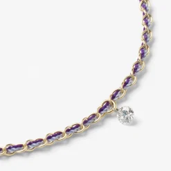 Auric - 18Ct Gold, 'Wisdom' Purple & Lilac Woven Chain Diamond Bracelet^The Alkemistry Clearance