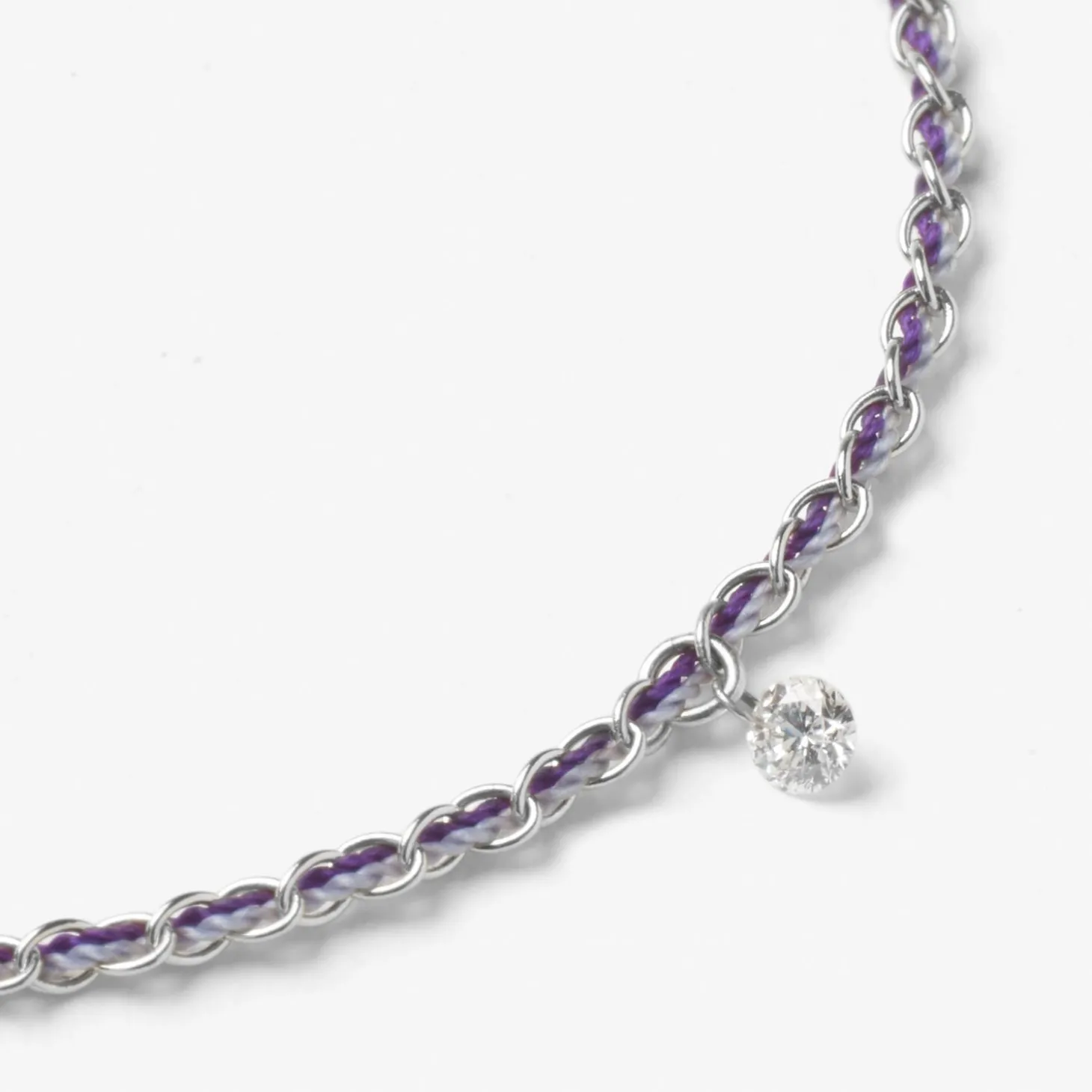 Auric - 18Ct Gold, 'Wisdom' Purple & Lilac Woven Chain Diamond Bracelet^The Alkemistry Store