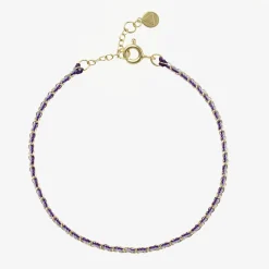 Auric - 18Ct Gold, 'Wisdom' Purple & Lilac Woven Chain Anklet^The Alkemistry Outlet