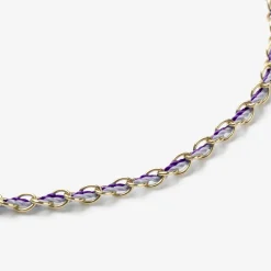 Auric - 18Ct Gold, 'Wisdom' Purple & Lilac Woven Chain Anklet^The Alkemistry Outlet