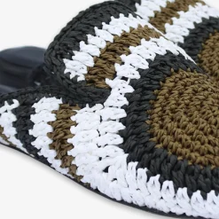 Auric - Khaki, Black & White, Woven Raffia Leather Slippers^The Alkemistry Clearance