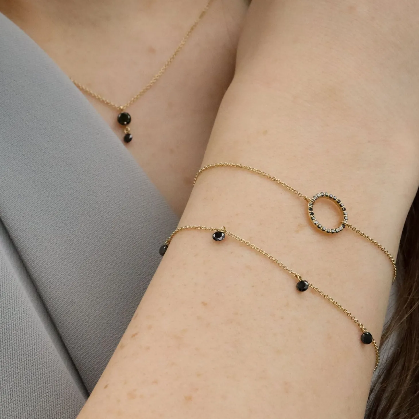 Black Magic - 18Ct Gold, 5 Drilled Black Diamond Bracelet^The Alkemistry Discount