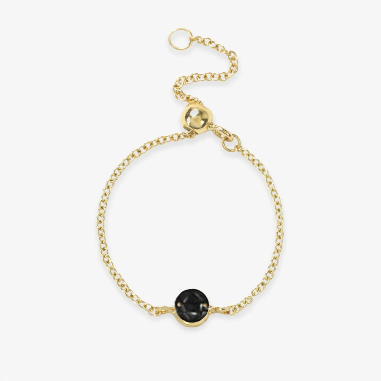 Black Magic - 18Ct Gold, 0.08Ct Black Diamond Adjustable Chain Ring^The Alkemistry Sale