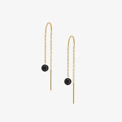 Black Magic - 18Ct Gold, 0.08Ct Drilled Black Diamond Threader (Pair)^The Alkemistry Best