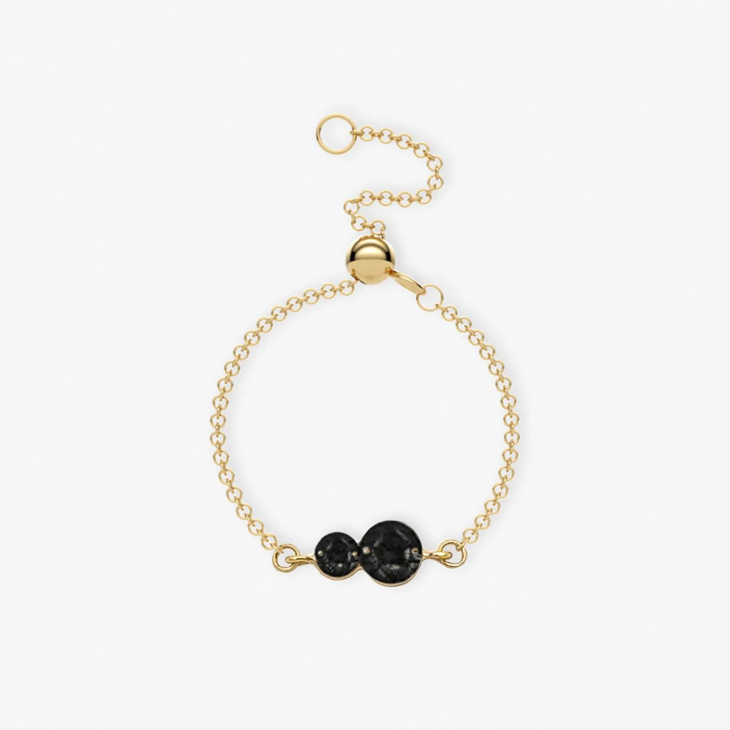 Black Magic - 18Ct Gold, Double Black Diamond Adjustable Chain Ring^The Alkemistry Discount