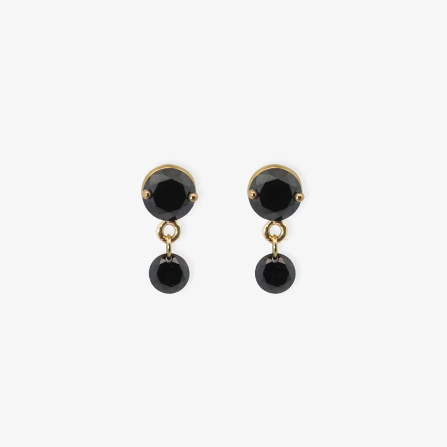 Black Magic - 18Ct Gold, Double Black Diamond Drop Earrings (Pair)^The Alkemistry Cheap