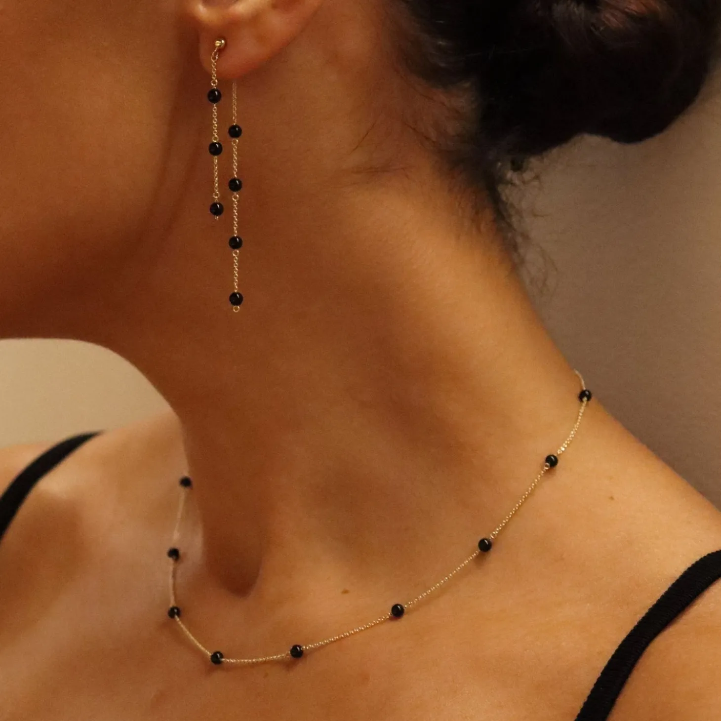 Boba - 18Ct Gold, Black Onyx Bead And Chain Necklace^The Alkemistry Cheap