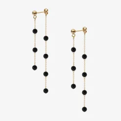 Boba - 18Ct Gold, Black Onyx Bead And Chain Double Earring (Pair)^The Alkemistry Store