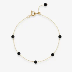 Boba - 18Ct Gold, Black Onyx Bead And Chain Bracelet^The Alkemistry Shop