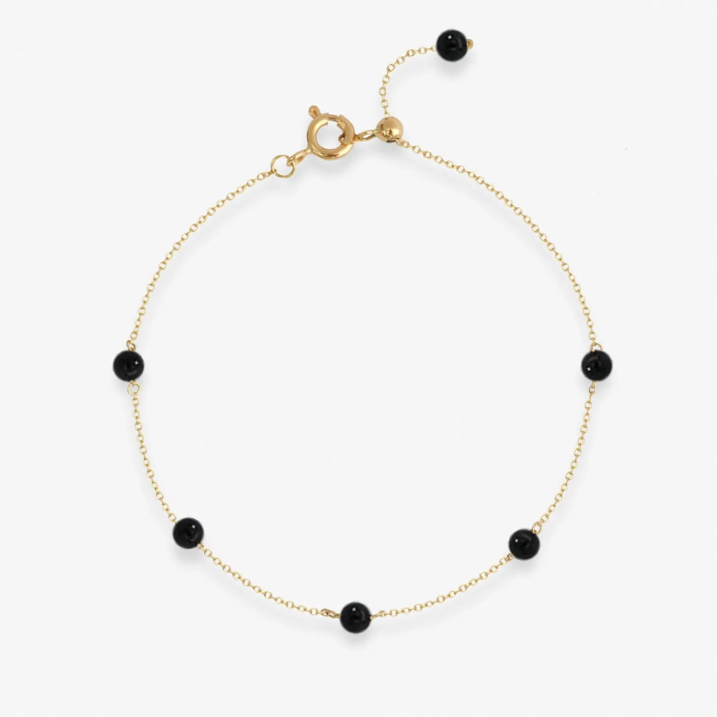 Boba - 18Ct Gold, Black Onyx Bead And Chain Bracelet^The Alkemistry Shop