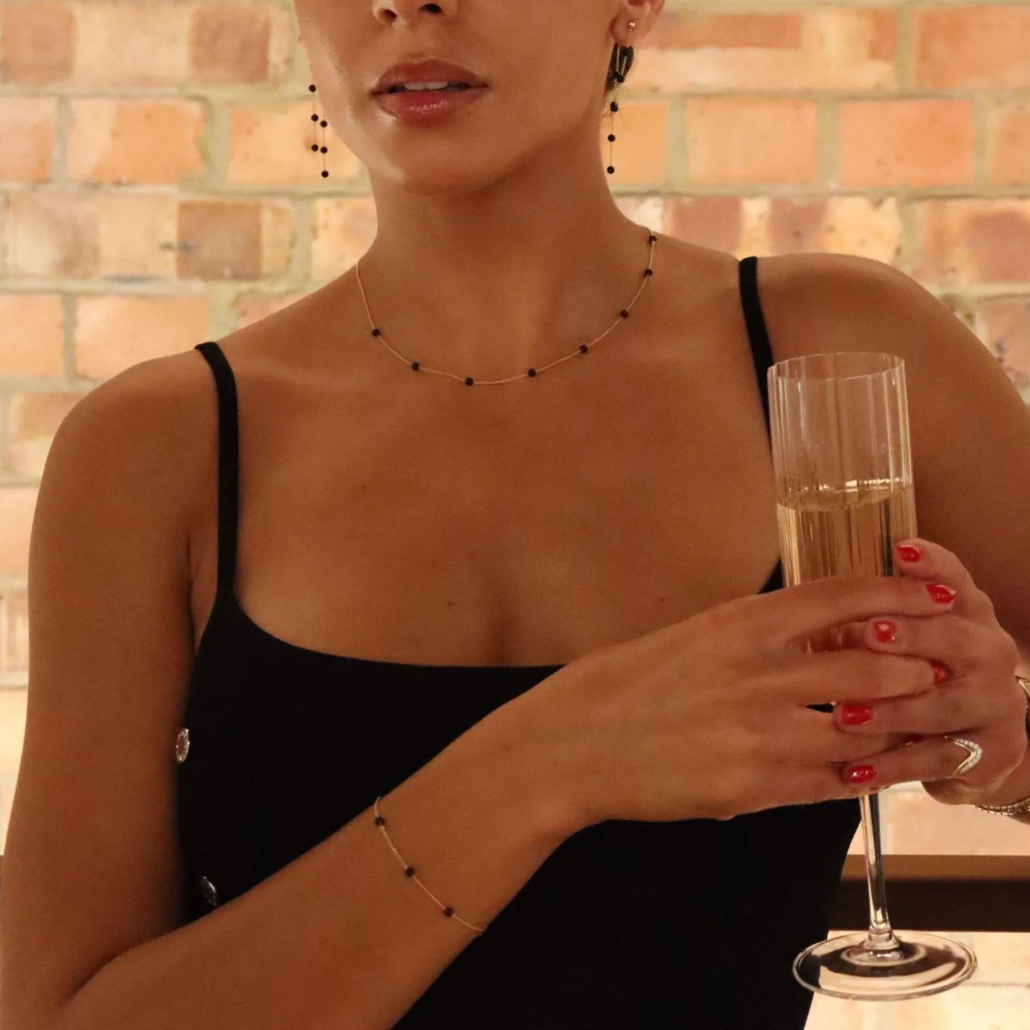 Boba - 18Ct Gold, Black Onyx Bead And Chain Bracelet^The Alkemistry Shop