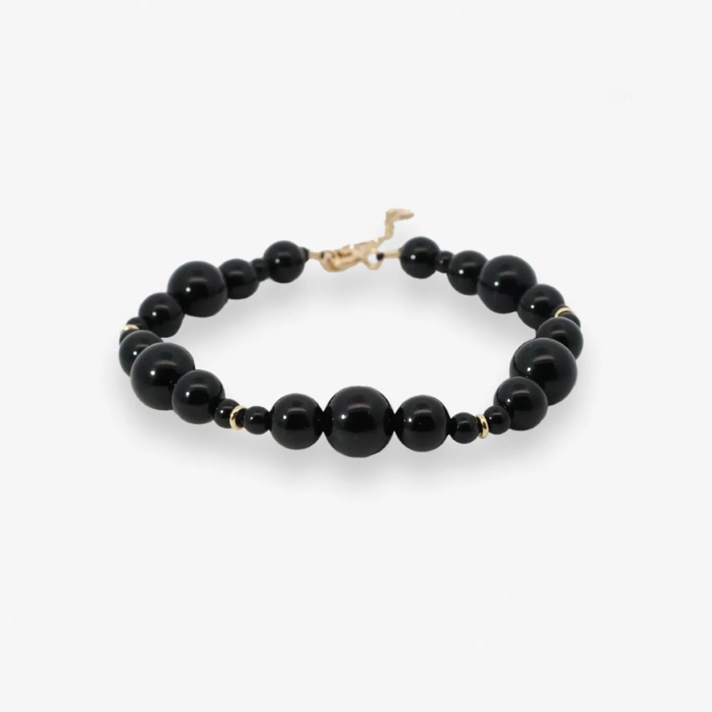 Boba - 18Ct Gold, Black Onyx Bead Bubble Bracelet^The Alkemistry Hot