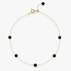 Boba - 18Ct Gold, Black Onyx Bead And Chain Anklet^The Alkemistry Sale