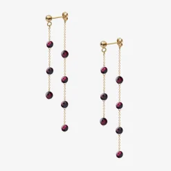 Boba - 18Ct Gold, Garnet Bead And Chain Double Earring (Pair)^The Alkemistry Store