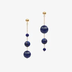 Boba - 18Ct Gold, Lapis Bead Bubble Drop Earring (Pair)^The Alkemistry Fashion