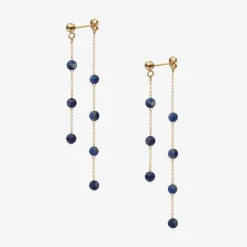 Boba - 18Ct Gold, Lapis Bead And Chain Double Earring (Pair)^The Alkemistry Clearance