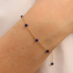 Boba - 18Ct Gold, Lapis Bead And Chain Bracelet^The Alkemistry Fashion