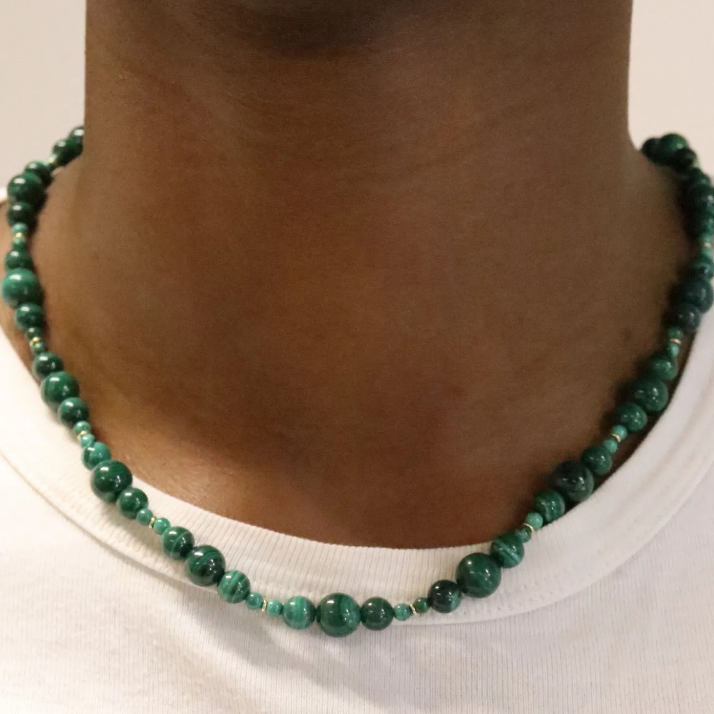 Boba - 18Ct Gold, Malachite Bead Bubble Necklace^The Alkemistry Store
