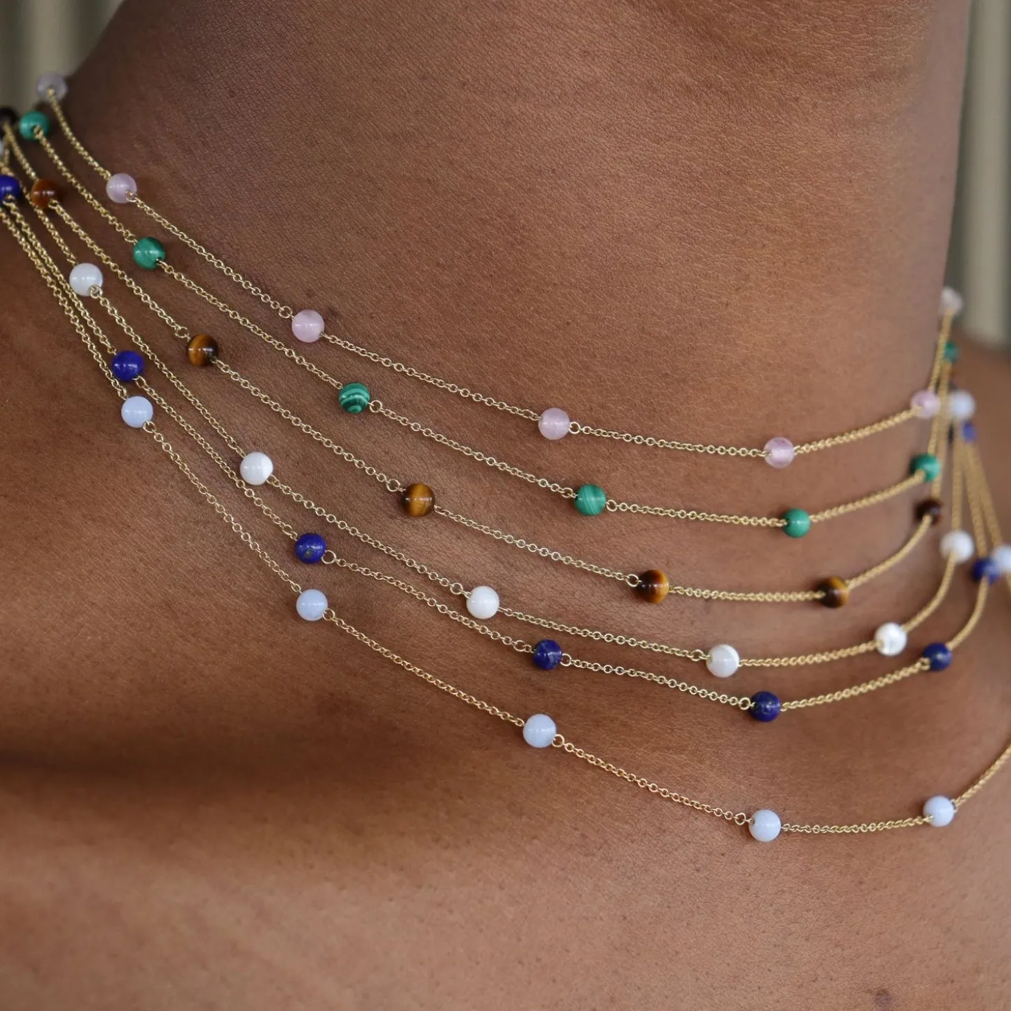 Boba - 18Ct Gold, Malachite Bead And Chain Necklace^The Alkemistry Cheap