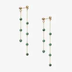 Boba - 18Ct Gold, Malachite Bead And Chain Double Earring (Pair)^The Alkemistry Discount