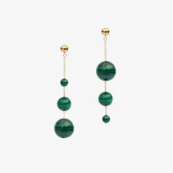 Boba - 18Ct Gold, Malachite Bead Bubble Drop Earring (Pair)^The Alkemistry Outlet