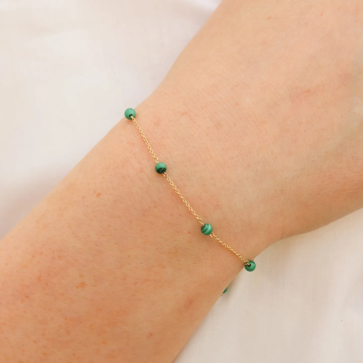 Boba - 18Ct Gold, Malachite Bead And Chain Bracelet^The Alkemistry Discount