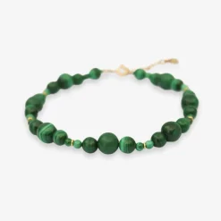 Boba - 18Ct Gold, Malachite Bead Bubble Anklet^The Alkemistry New