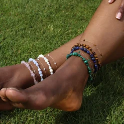 Boba - 18Ct Gold, Malachite Bead And Chain Anklet^The Alkemistry Online