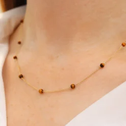 Boba - 18Ct Gold, Tiger Eye Bead And Chain Necklace^The Alkemistry Cheap