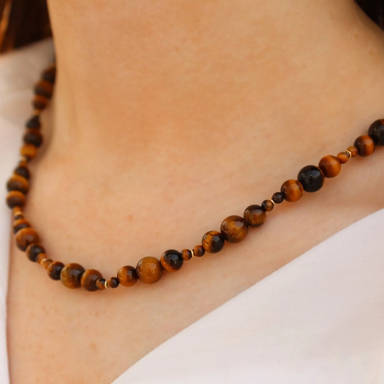 Boba - 18Ct Gold, Tiger Eye Bead Bubble Necklace^The Alkemistry Cheap