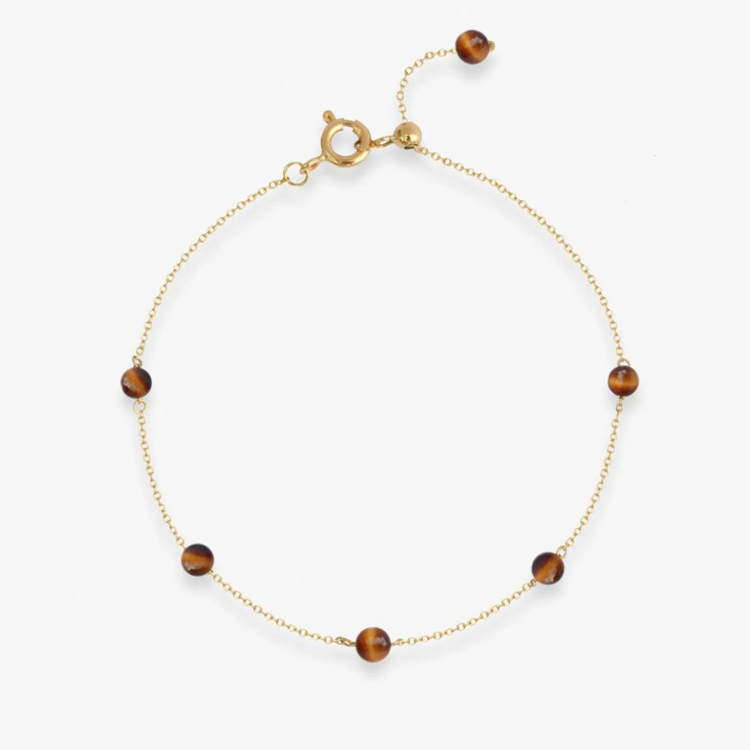 Boba - 18Ct Gold, Tiger Eye Bead And Chain Bracelet^The Alkemistry New