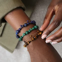 Boba - 18Ct Gold, Tiger Eye Bead And Chain Bracelet^The Alkemistry New