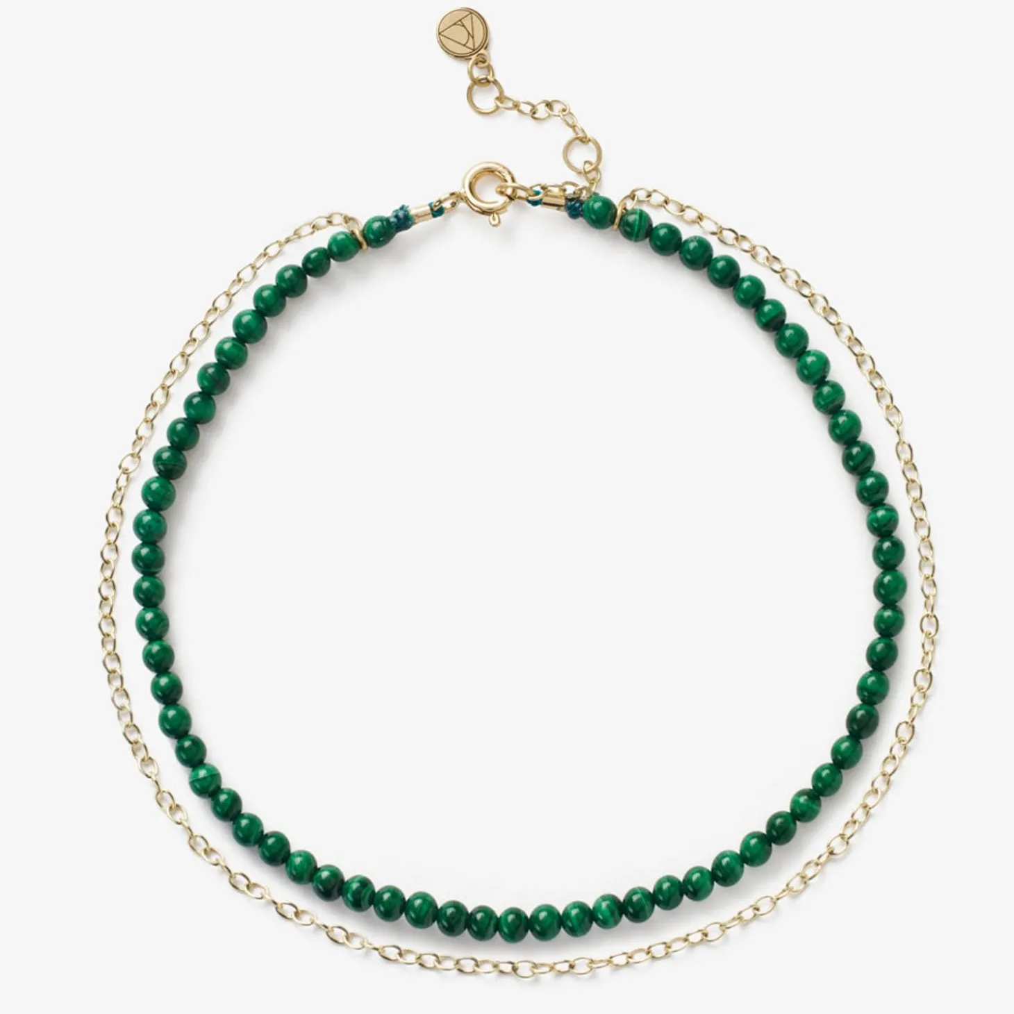 Cinta - 18Ct Gold, Malachite Bead And Gold Chain Anklet^The Alkemistry Fashion