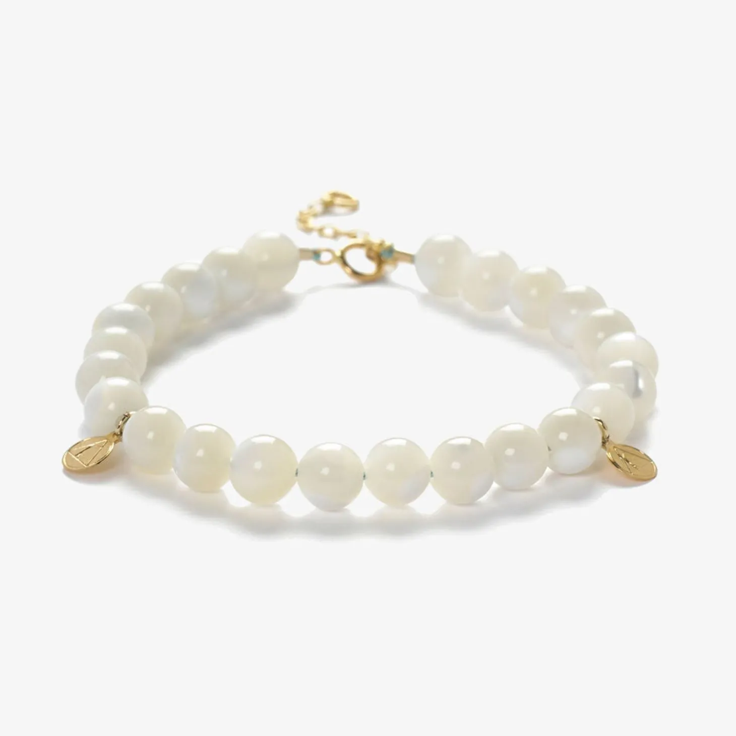 Cinta - 18Ct Gold, Mother Of Pearl Bead Bracelet^The Alkemistry New